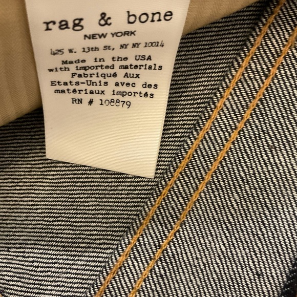 RAG AND BONE NWOT JEANS SZ 31  Style #M1223C401 Fit 2. Slim Raw Denim - Picture 12 of 13